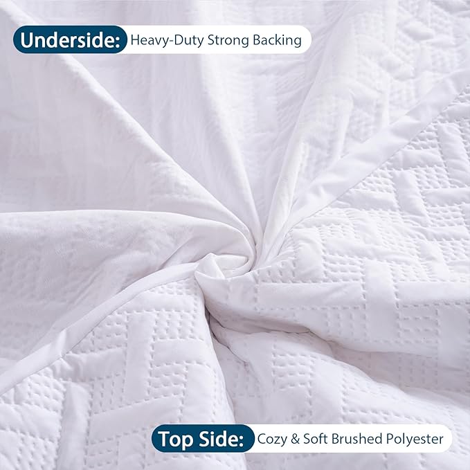 King Mattress Protector Waterproof - Ultrasonic Noiseless Mattress Pad with Reinforced TPU Backing, Breathable Bed Cover Fit 6"-18" Deep Pocket for Potty Training, Pets & Night Sweats, White