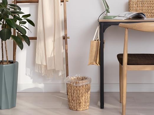 StorageWorks Wicker Waste Basket, Small Trash Can for Bathroom, Water Hyacinth Trash Basket for Office, Wicker Garbage Can for Bedroom, Round, 1 Pack - Image 7