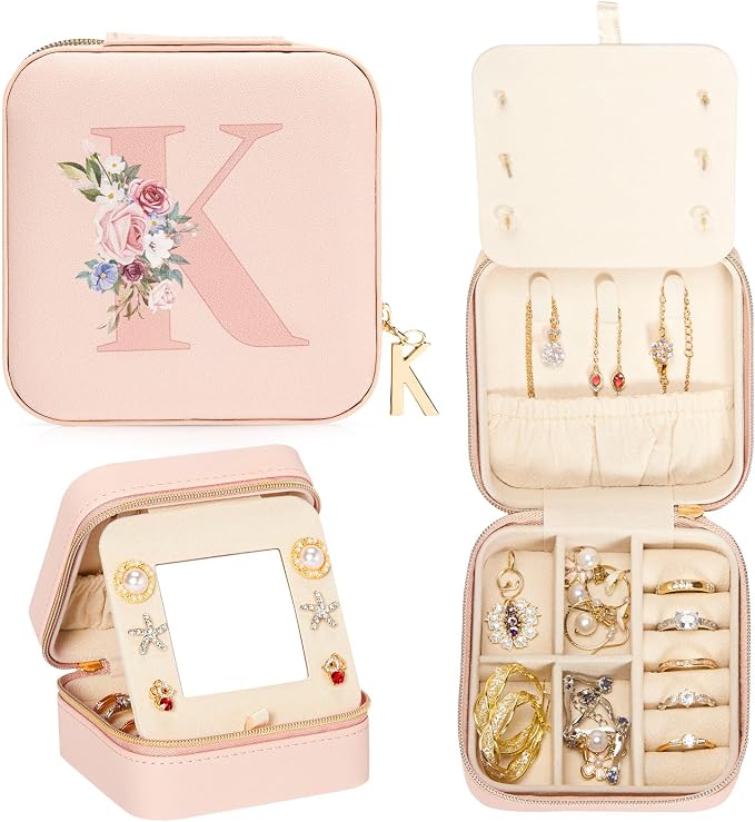Enthralite Travel Jewelry Box for Girls: Traveling Jewelry Case Gift for Women - Mini Organizer for Necklaces Earrings Pink K by Enthralite