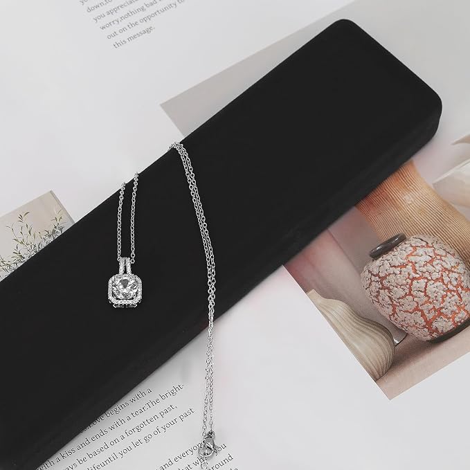 KUKUVR 2 Pieces Metal Velvet Necklace Bracelet Gift Box, Soft Lining Bracelet Pendant Long Chain Organizer Holder Display Case for Wedding Engagement Birthday Anniversary (Black) - Image 5