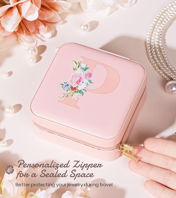 Enthralite Travel Jewelry Box for Girls: Traveling Jewelry Case Gift for Women - Mini Organizer for Necklaces Earrings Pink P - Image 5