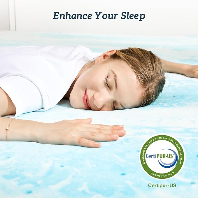 Sweetcrispy Mattress Topper California King, 2 Inch Thick Memory Foam Gel Infused Cooling Toppers Pad for Bed, Sleeper Sofa, RV, Camper, CertiPUR US Certified, Ventilated and Breathable