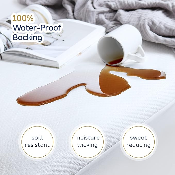 Nestl Full Size Mattress Protector, Cooling Waterproof Mattress Protector Full, Washable Mattress Cover, Waterproof Mattress Pad, Fitted Full Mattress Protector Waterproof 21" Deep Pocket