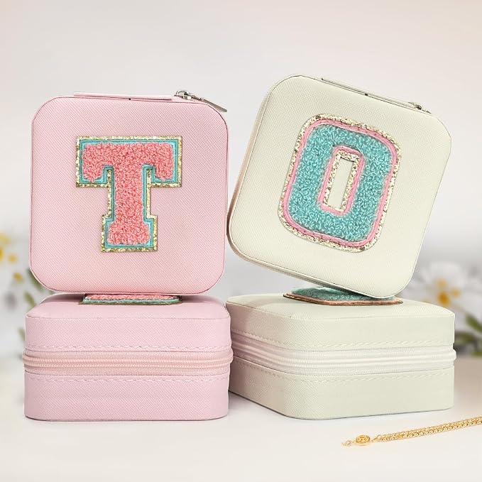SANDJEST Personalized Jewelry Box, White Travel Jewelry Box with Initial O, Small Monogrammed Jewelry Case Organizer for Girls Women Teen Kids, Mini Travel Essentials Gifts for Birthday Christmas - Image 6