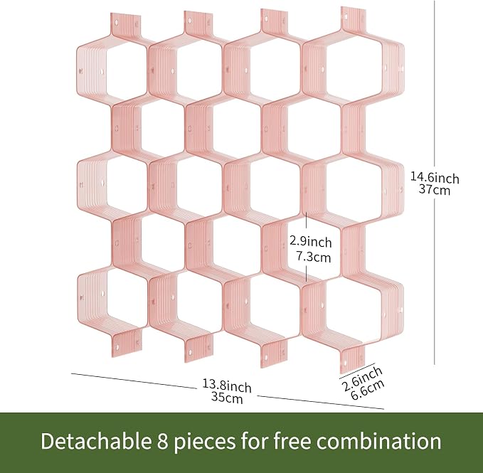 Honeycomb Separator Adjustable Drawer Organizer Divider for Underwear Belt-Scarf Socks Organizer (Pink(1pc)) - Image 2