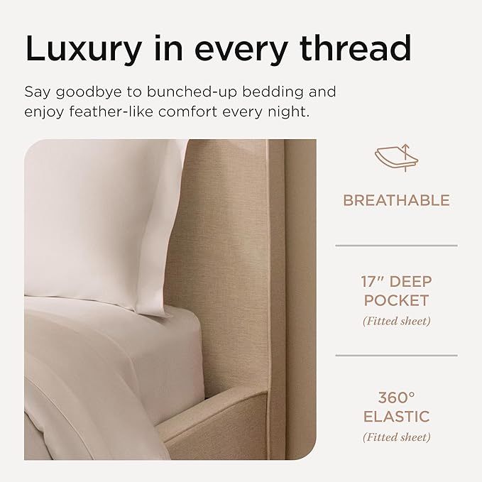 Threadmill Luxury Supima Cotton Sheets, Luxury 1000 Thread Count 100% Soft 100% Soft Cotton Sheets for Full Size Bed, 4 Pc White Bed Sheets Full Set, 5-Star Hotel Quality Deep Pocket Bed Sheets Set