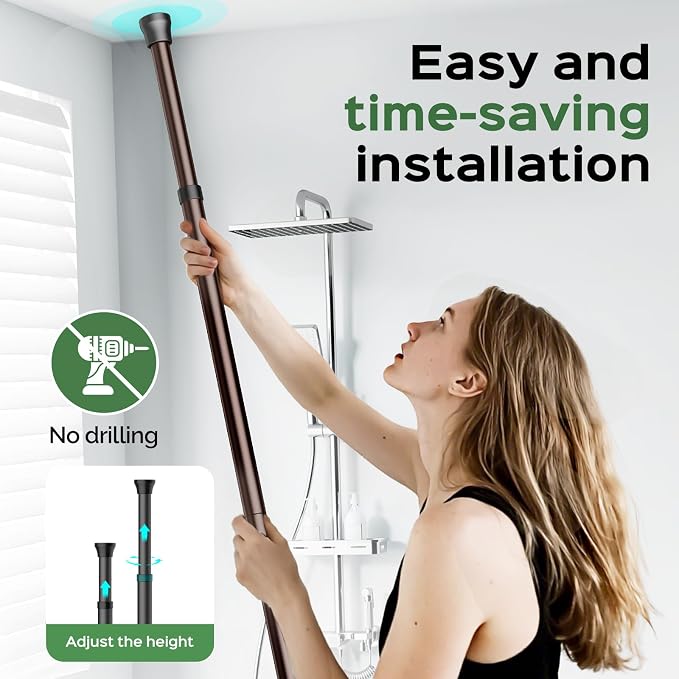 HAMITOR Shower Caddy Tension Pole: Rustproof Quick Install Corner Bathroom Organizer Shelf on Floor for Renters - 4-Tier Large Capacity Storage Rack with Soap Holder for Apartment -47-121 Inch/Bronze - Image 5