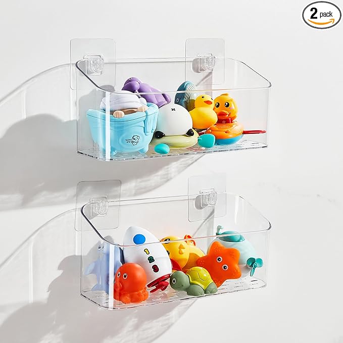 Bath Toy Storage Holder for Bathtub, Clear Bath Toy Organizer Large Capacity Bathtub Toy Storage Shower Caddy for Bathroom (2 Large) by CQUNM