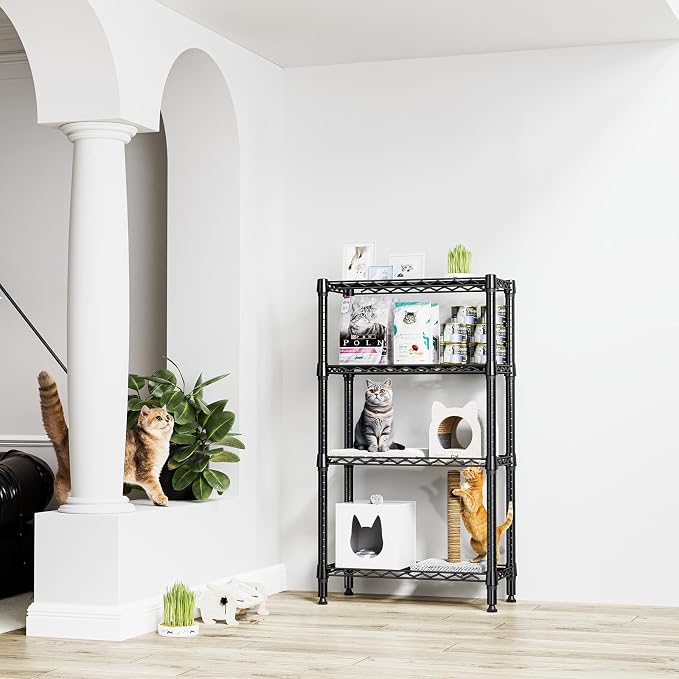 M MZG 1000 lbs 4 Tier Shelf Metal Storage Shelves Wire Rack Closet Organizers for Garage Kitchen Bathroom Laundry Black 11.8" D x 25.6" W x 45.5" H - Image 2