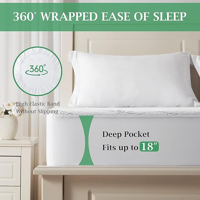 Lysam Mattress Protector King, Cooling Bed Mattress Cover Waterproof, 76"x 80" Bed Cover Noiseless Breathable Soft, Machine Washable Fitted Deep Pocket Mattress Pad Cooling for Baby Pregnant