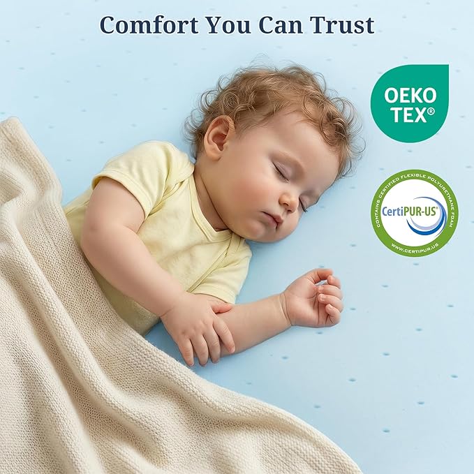 Twin Mattress Topper, 2 Inch Gel Memory Foam, Balanced Comfort, Pressure Relief, Ventilated Breathable Design, CertiPUR-US Certified, Blue