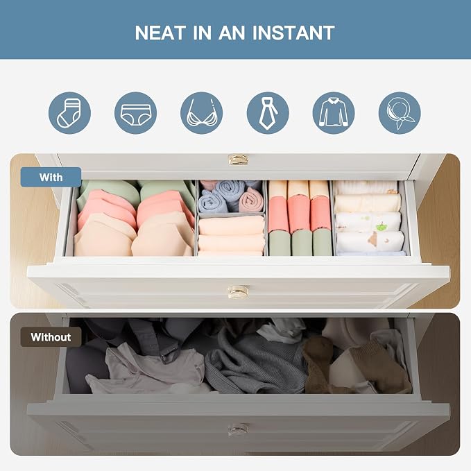 Criusia Drawer Organizer Clothes, 10 Pack Dresser Organizer for Baby Clothes, Underwear, Sock- Foldable Closet Organization and Storage Dividers Bins for Nursery, Bedroom (Grey) - Image 3