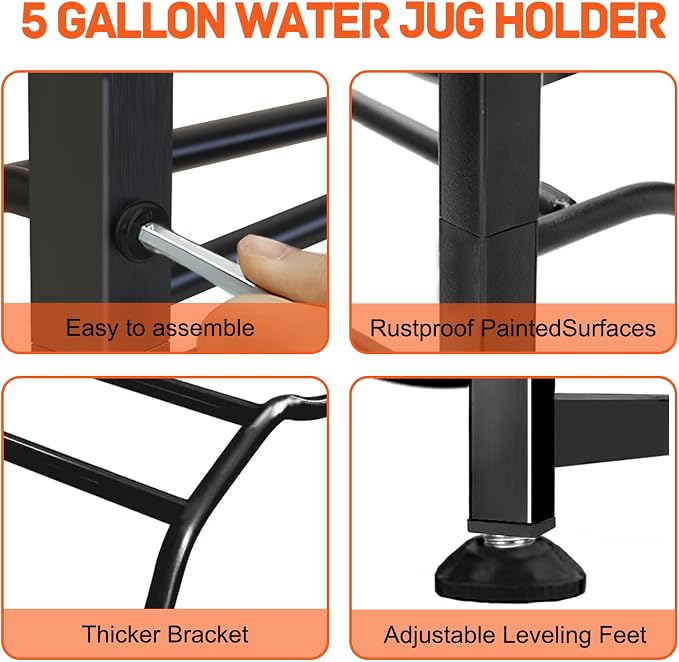 Semoprus 5 Gallon Water Bottle Holder for 10 Bottles, 5 Tiers Double Row Water Jug Holder, Detachable Heavy Duty Water Jug Stand, Water Jug Rack for Office, Kitchen, Garages, Restaurant, and Gym - Image 5