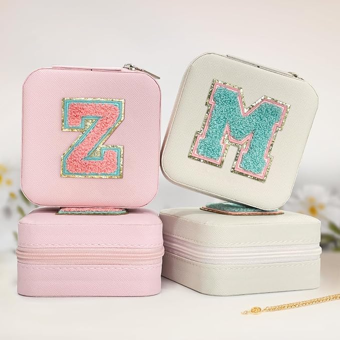 SANDJEST Personalized Jewelry Box, Pink Travel Jewelry Box with Initial Z, Small Monogrammed Jewelry Case Organizer for Girls Women Teen Kids, Mini Travel Essentials Gifts for Birthday Christmas - Image 4