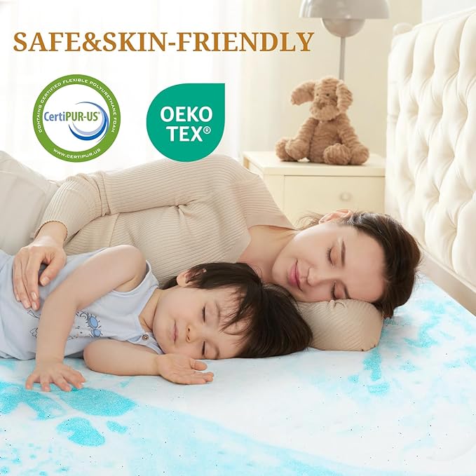 Mattress Topper Full, 2 Inch Gel Infused Memory Foam Mattress Topper for Pressure Relief, Cooling Mattress Pad, Breathable Bed Topper, CertiPUR-US Certified