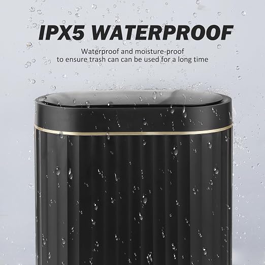 ELPHECO Black Bathroom Trash Can with Lid 2 Gallon Sensor Trash Bin, Automatic Narrow Garbage Can, Waterproof Smart Trash Can, Slim Motion Sensor Waste Bins for Bathroom, Living Room, Office - Image 4
