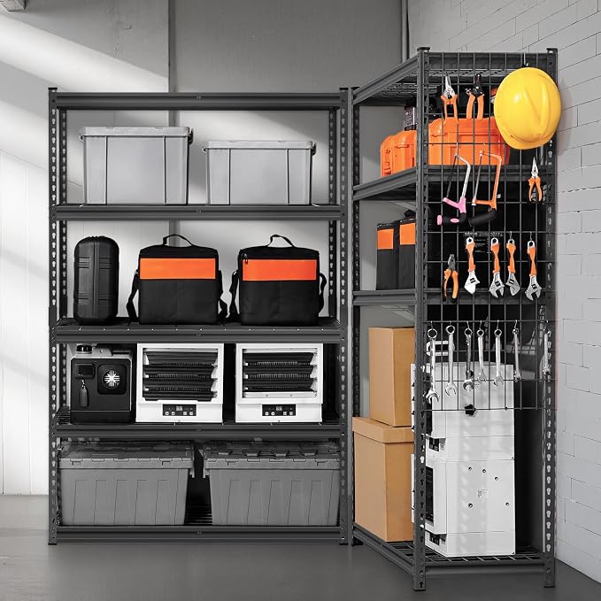 VEVOR Storage Shelves, 2500 lbs, 5 Tier Heavy Duty Garage Shelving, 18" D x 48" W x 72" H Adjustable Metal Shelves for Industrial Shelving Unit Utility Shelf, for Kitchen, Warehouse, Basement, Black - Image 2