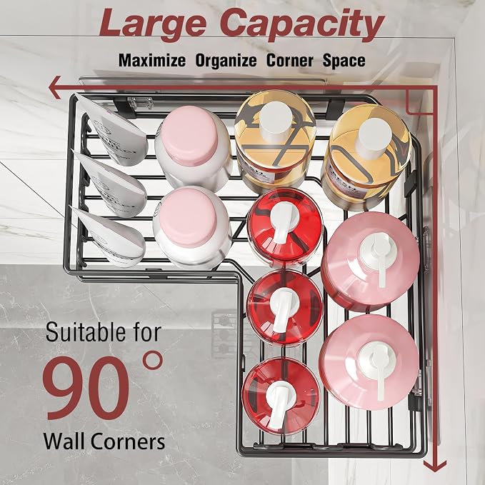 Youvip Shower Caddy Corner with Soap Holder, No Drilling Shower Shelves-Rustproof, Adhesive Shower Organizer Corner for Dorm. Black, 4-Pack - Image 6