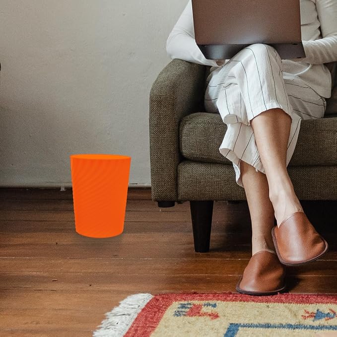 DAJITRE 1.8 Gallon Small Trash Can Wastebasket Recycling Bin Slim Profile for Compact Spaces Bathroom, Office, Bedroom, Kitchen (1.8 Gallon-2pack, Orange) - Image 3