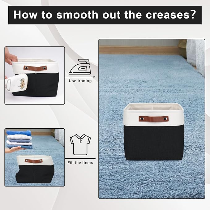 Bagnizer Storage Bins Large Fabric Storage Baskets for Shelves 3 Pack, Decorative Linen Closet Baskets with Handles for Organizing, Shelf, Clothes, Home, Office, 15x11x9.5Inches (Black&White) - Image 6