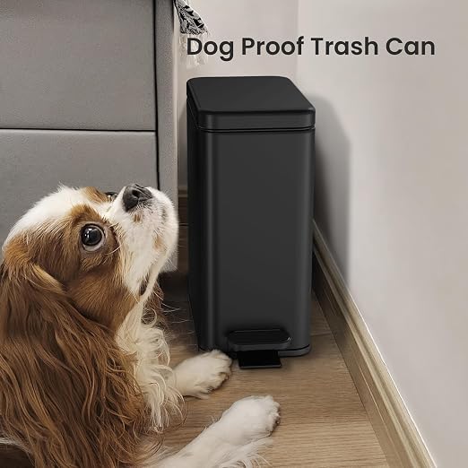 Cesun Bathroom Trash Can with Lid, 2.6 Gallon Small Black Bathroom Garbage Can Soft Close, Stainless Steel Waste Basket with Step Pedal for Bedroom, Laundry Room, Living Room, Home Office, Toilet, RV - Image 7