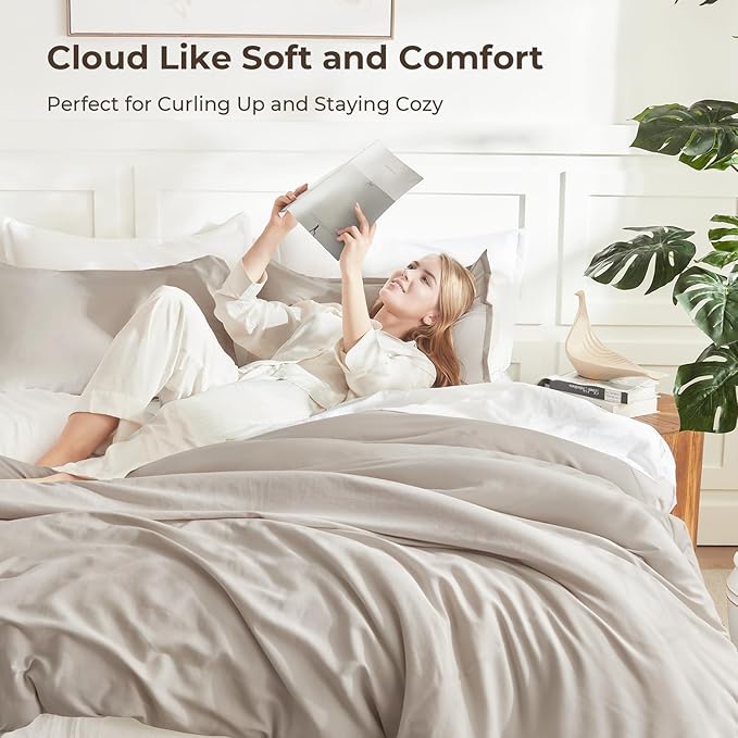 Litanika Deep Linen Grey Comforter Set Twin/Twin XL Size, 2 Pieces Lightweight Solid Bedding Comforter Set, All Season Fluffy Bed Set (66x90In Comforter & 1 Pillowcase)