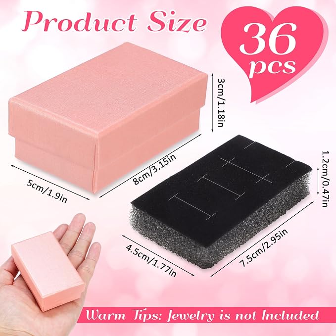 Batiyeer 36 Pcs Cardboard Jewelry Gift Boxes Jewelry Boxes Packaging Small Earring Gift Box with Lids for Necklace Ring Bracelet Party - Image 2