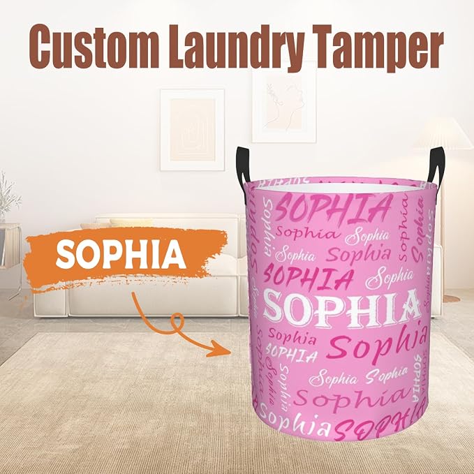 Custom Name Laundry Hamper, Personalized Laundry Basket with Name for Baby Boys Girls, Customized Collapsible Dirty Clothes Hamper Storage with Handles for Bedroom Bathroom Dorm Room Decor - Image 2