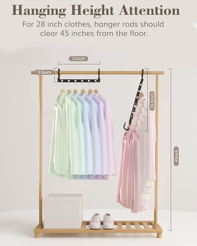 Space Saving Hangers for 144 Clothes, Reinforced Collapsible Hangers with 360° Swivel Hook, Hanger Hooks Space Saver for Closet Organizers and Storage, Dorm Room Essentials, Fully Assembled, Black - Image 7