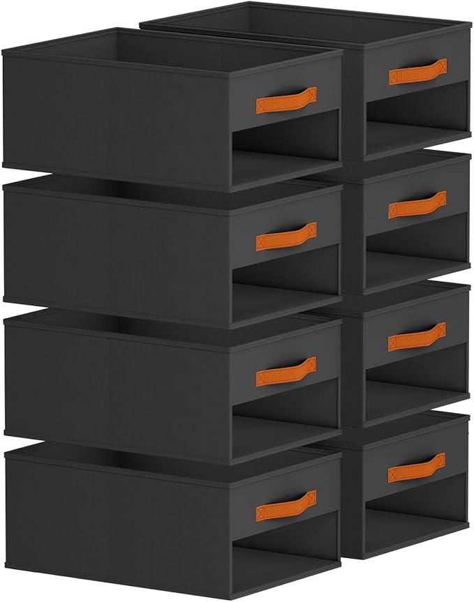 Homsorout Drawer Organizers and Storage - 8 Pack Foldable Pants Organizer with Clear Window & Handles, Fabric Closet Organizer for Clothes, Jeans, Sweaters, Towels, T-shirt, Scarf (Black) - Image 9