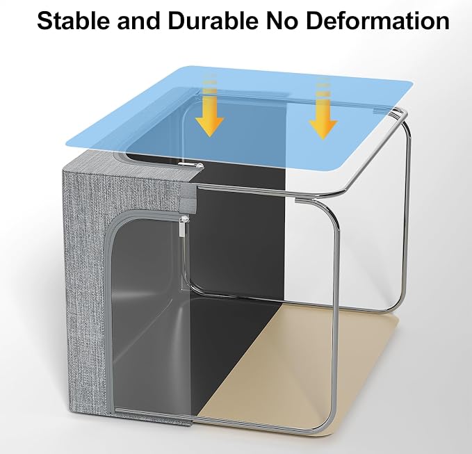 GoMaihe Clothes Storage Bin with Metal Frame: 4-Pack Stackable Closet Storage Bin with Lid & Clear Window, Sweater Boxes Storage for Closet Clothing Bedding Storage Organizer 40L - Image 2