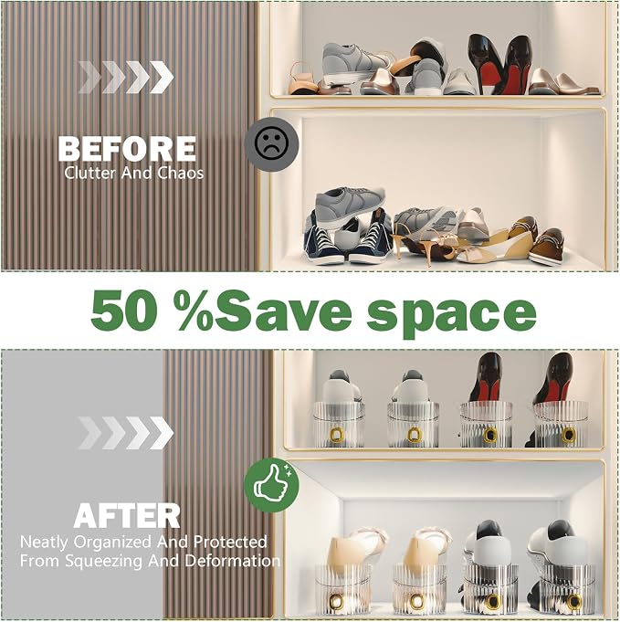 Shoe Slot Organizer,Adjustable Shoe Stacker for a Pair of Shoes,Shoe Holder Space Saver,Double Deck Shoe Riser Shoe Rack,Shoe Organizer for Closet (Clear, 10 Pack) - Image 4