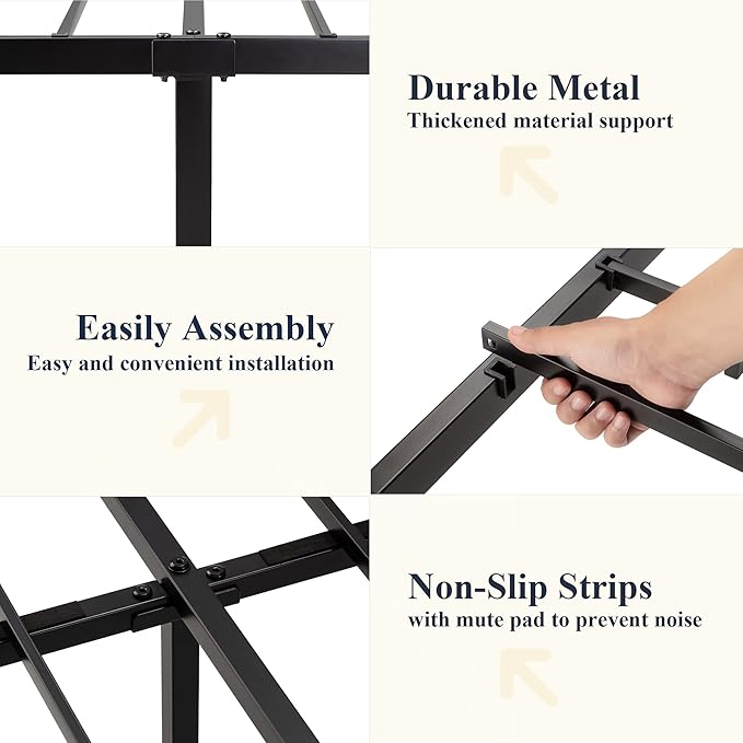 Allewie Full Size Metal Platform Bed Frame with Victorian Style Wrought Iron-Art Headboard/Footboard, No Box Spring Required, Black