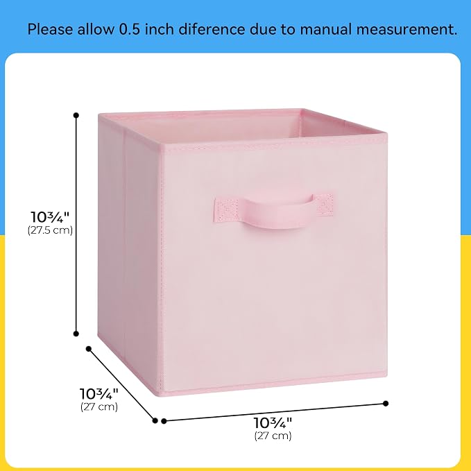 Cupic Cupid 11 Inch Storage Cube, Fabric Cube Storage Bin with Handles, Storage Cube Organizer for Clothes and Toys, Collapsible Cube Bins for Closet, Shelves, Nursery, 6-Pack, Pink Gradient - Image 2