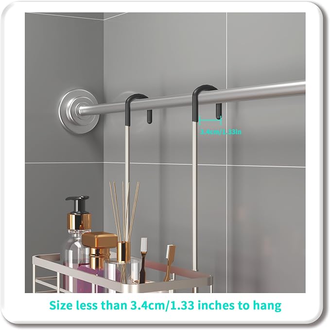 HapiRm Hanging Shower Caddy Organizer - No Drilling Shower Organizer with Inclined Shelf, Rustproof & Waterproof 304 Stainless Steel Bathroom Caddy - Brushed Nickel - Image 5