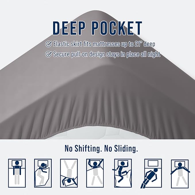 OLANLY Cal King Quilted Fitted Mattress Pad, Cooling Soft Mattress Topper, Elastic Fitted Mattress Cover Stretches up to 21 Inches Deep, Machine Washable Mattress Protector (72x84 inch, Light Grey)
