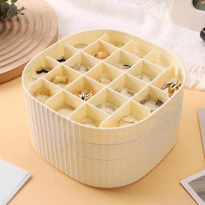 Sunkaioo Earring Organizer,Stackable 3-Layers Clear Jewelry Box with Lid,Stud Earring Organizer for Women Girls,Earring Box Display Holder for Earrings Ring Studs Bracelet Necklace Crafts (Brown) - Image 5