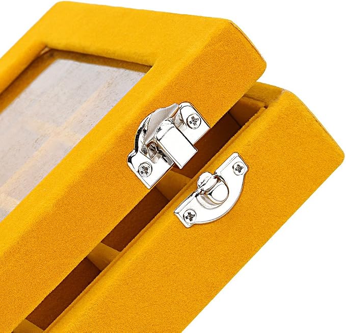 24 Grids Velvet Glass Ring Earrings Jewelry Box Earrings Organiser Storage Holder Display Case - Image 6