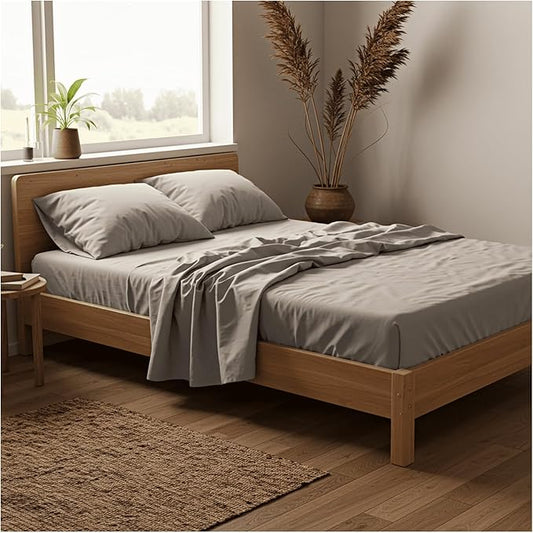 Mellanni Full Sheets Set - 4 PC Iconic Collection Bedding - Hotel Luxury, Extra Soft, Cooling Bed Sheets - Wrinkle, Fade, Stain Resistant (Full, Light Gray)