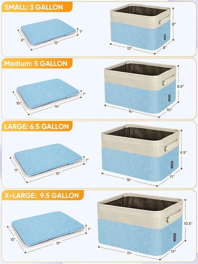 BALEINE 2 Pack Fabric Closet Storage Bins for Shelves, Linen Closet Organizers and Storage, Decorative Baskets for Organizing, Shelf, Clothes, Home, Office (Skyblue, 15''x11''x9.5'') - Image 2