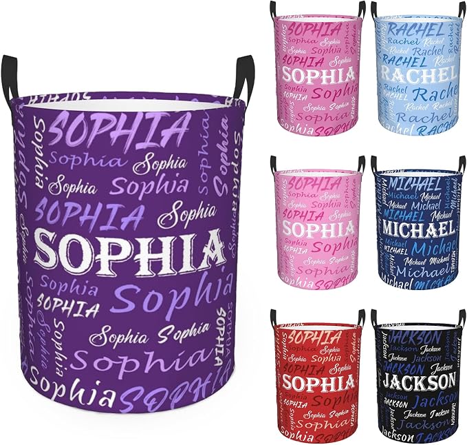 Custom Name Laundry Hamper, Personalized Laundry Basket with Name for Baby Boys Girls, Customized Collapsible Dirty Clothes Hamper Storage with Handles for Bedroom Bathroom Dorm Room Decor by Ownxhbc