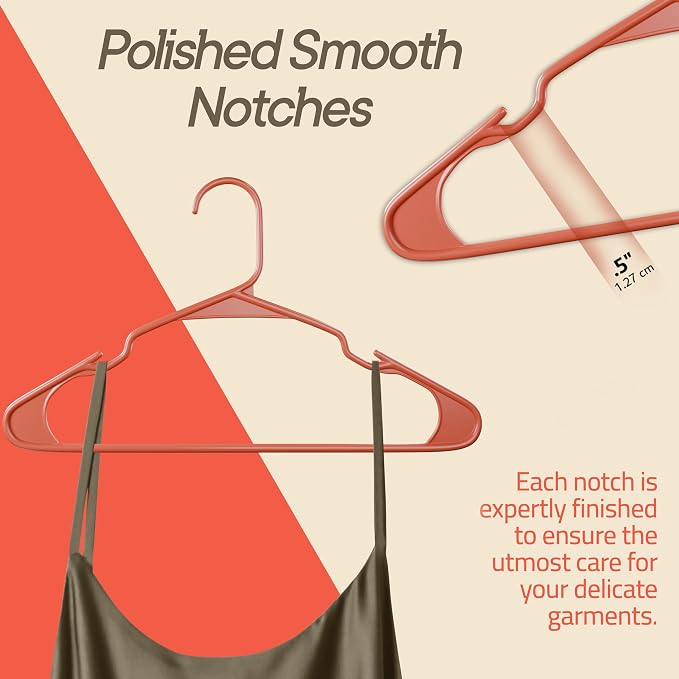 Plastic Clothes Hangers – Heavy Duty Hanger Set, for Organizing Clothes, Dresses, and Coat, Holds Up to 5 lbs, Space-Saving Hangers with Non-Slip Shoulder Grooves, Pack of 80, Brown - Image 7