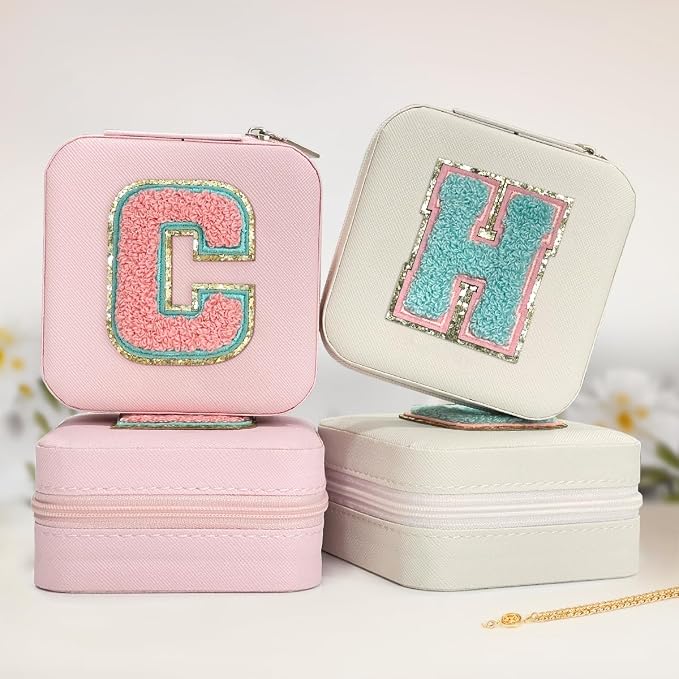 SANDJEST Personalized Jewelry Box, Pink Travel Jewelry Box with Initial H, Small Monogrammed Jewelry Case Organizer for Girls Women Teen Kids, Mini Travel Essentials Gifts for Birthday Christmas - Image 4