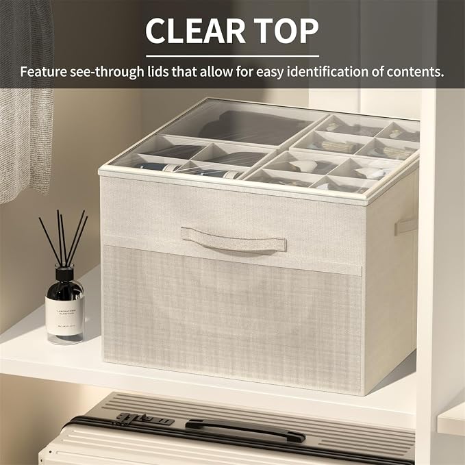 Aokeyee Shoe Organizer for Closet,2 Pack Foldable Shoe Storage Organizer Box Bin with Adjustable Dividers and Clear Cover, Fits up to 16-32 Pairs - Image 3