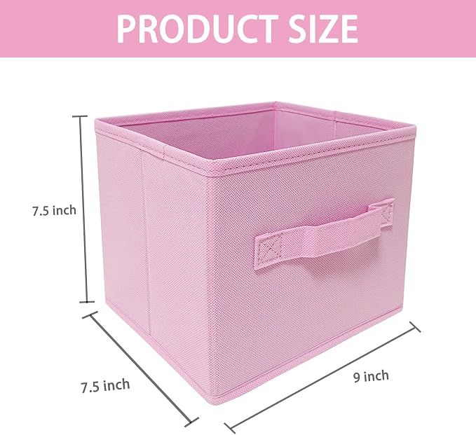 EBIGIC Pink Storage Bins 3Pack 9.0"x7.5"x7.5" Fabirc Foldable Closet Toy Organizer Collapsible Cloth - Image 2
