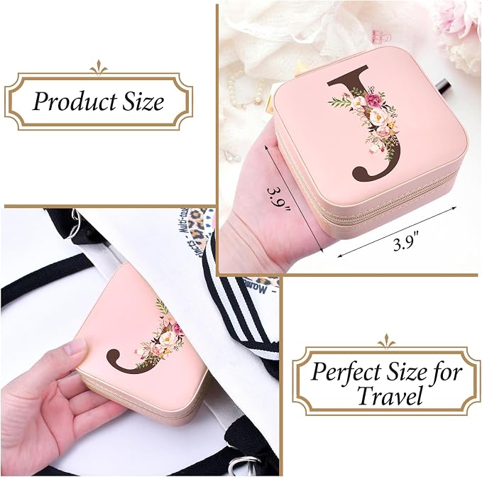 Inngeroo Christmas Gift Ideas, Initial Travel Jewelry Case Box Organizer Personalized Gifts, Fashion Travel Essentials Trendy Stuff Gifts for Teen Girls - Image 3