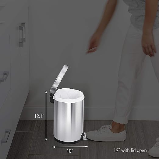 simplehuman 4.5 Liter Bathroom Trash Can, White Steel, Pack of 6 - Image 6
