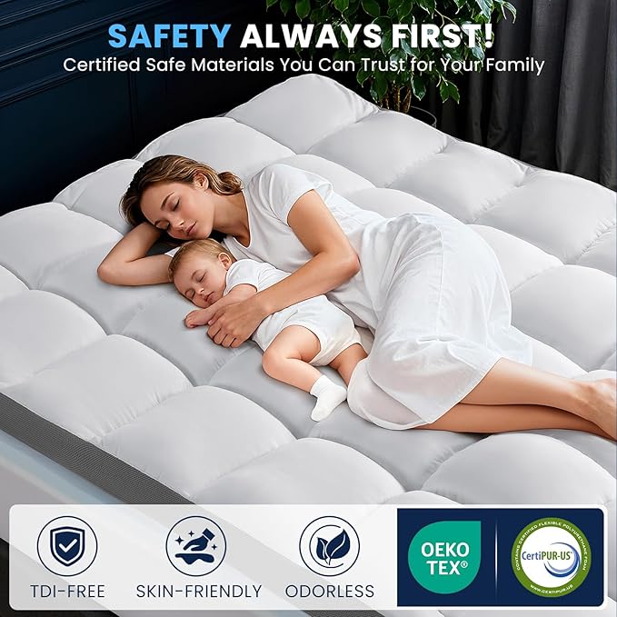 5 Inch Dual Layer Memory Foam Mattress Topper - 2.5 Inch 1500GSM Fluffy Soft Pillow Top and 2.5 Inch Cooling Gel Memory Foam for Back Pain Relief,Fits 6-18" Deep Pocket(Twin XL, 39"x80")