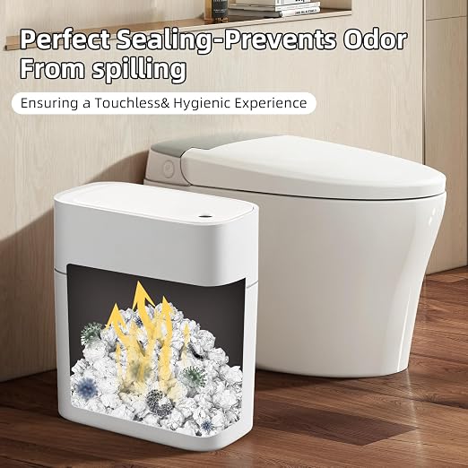 JUDRDO 3.5 Gallon Slim Automatic Trash Can for Bathroom,Touchless Diaper Trash Can with Trash Bag Auto-adsorption Technology,Motion Sensor Diaper Garbage Bins for Bedroom Office Kitchen Toilet - Image 6