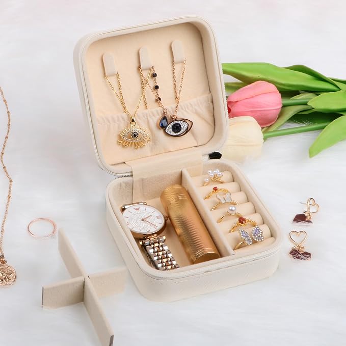 17Dec Small Travel Jewelry Case Organizer,Mini Travel Essentials for Women,Bridesmaid Gifts Birthday Gifts for Women,Small Jewelry Box for Girls 8-12 - Image 9